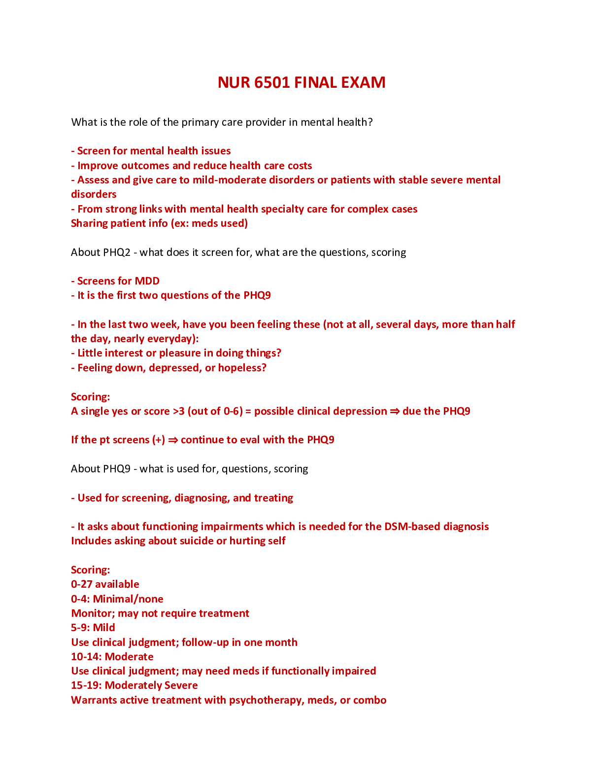 Preview image of NURS 6501 / NURS 6501 Advanced Pathophysiology Final Exam document